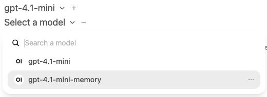 Model selection dropdown with two models